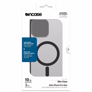 Incase Slim Case dėklas su MagSafe, skirtas iPhone 16 Pro Max, juodas permatomas