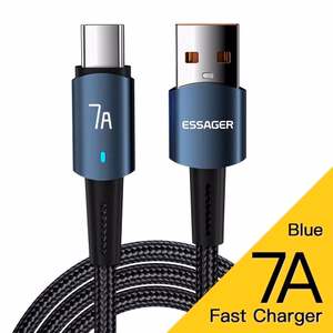 USB laidas Essager Morning Glory mėlynas Type-C 200cm (iki 7A)