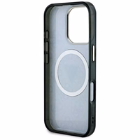 Guess IML Metal Glitter 4G Circle Triangle Magnetinis dėklas telefonui iPhone 16 Pro - juodas