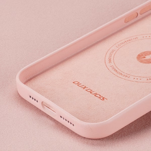 Dux Ducis Grit odinis dėklas iPhone 14 Plus Elegantiškas dirbtinės odos dėklas (MagSafe suderinamas) Rožinis