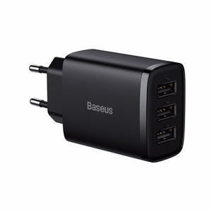 Baseus įkroviklis Compact 3 x USB juodas 17w