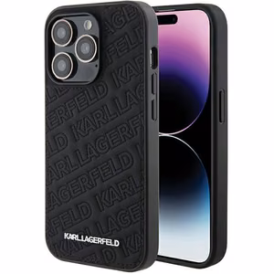 Karl Lagerfeld dygsniuotas dėklas telefonui su K raštu iPhone 15 Pro - juodas