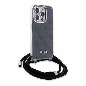 Guess Crossbody Cord 4G Print dėklas telefonui iPhone 15 Pro – juodas