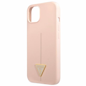 Guess GUHCP13MSLTGP iPhone 13 6.1" rožinis kietas dėklas silikoninis trikampis