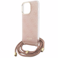 Guess Crossbody Cord 4G Print dėklas telefonui iPhone 15 Pro – rožinis