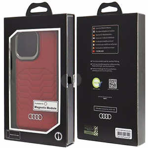 Audi sintetinės odos dėklas MagSafe iPhone 14 Pro Max - rožinės