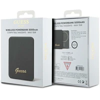 Guess Magnetinė Metalinis Script Logotipas indukcinė išorinė baterija 15W 5000mAh - juoda