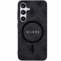 Guess 4G Collection Odinis Metalinis Logotipas Magnetinis dėklas telefonui Samsung Galaxy S24 - juoda