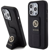 Guess dėklas telefonui su stovu Grip Stand 4G Saffiano Strass iPhone 15 Pro Max - juodas