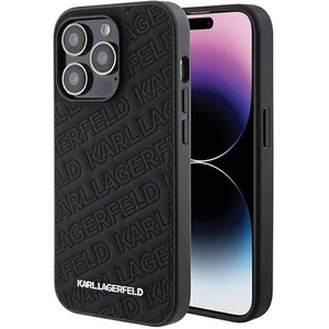 Karl Lagerfeld dygsniuotas dėklas telefonui su K raštu iPhone 15 Pro - juodas