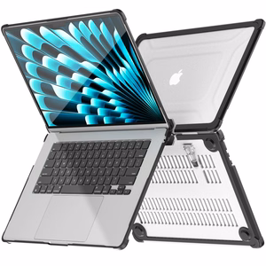 Tech-Protect SmartShell Pro dėklas MacBook Air 15" 2023-2025 M2 / M3 / M4 - permatomas ir juodas