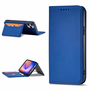 Magnetinis dėklas kortelėms iPhone 12 Pro dangtelis kortelių piniginė kortelių stovas mėlynas