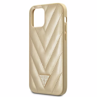 Guess GUHCP12SPUVQTMLBE iPhone 12 mini 5.4" auksinis/auksinis kietas dėklas V-Quilted kolekcija