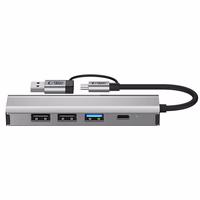 "Tech-Protect" HB03 HUB adapteris 5in1 USB-C + USB2.0 + USB3.0 + RJ45 - pilkas