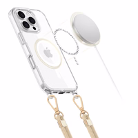 Tech-Protect FlexAir Chain MagSafe dėklas iPhone 16 Pro Max - skaidrus + 2 dirželiai (juodas ir taupe)