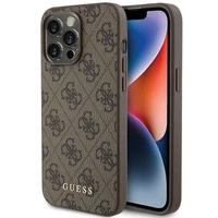 Guess 4G Metal Gold Logo dėklas telefonui iPhone 15 Pro Max - ruda