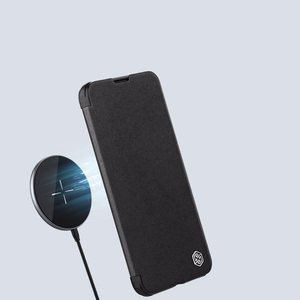 Nillkin Qin odinis dėklas iPhone 14 Plus su kameros dangteliu ir dėklu žalias
