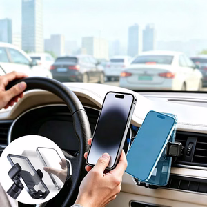 Juodas 360° automobilinis laikiklis Wozinsky WUS-M1 su spaustuku ventiliacijos angai