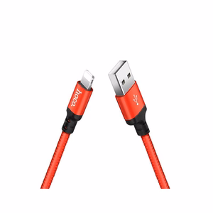 USB kabelis Hoco X14 Lightning, raudonas-juodas 1.0m