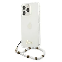Guess GUHCP13LKPSWH iPhone 13 Pro / 13 6.1" skaidrus kietas dėklas White Pearl