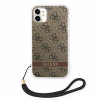Guess GUOHCN61H4STW iPhone 11 rudas/rudas kietas dėklas 4G Print Dirželis