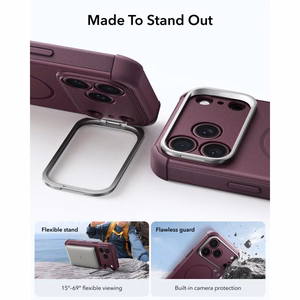 ESR Cyber Tough Kickstand MagSafe dėklas, skirtas iPhone 18 Pro Max / 17 Pro Max, tamsiai vyšninės spalvos
