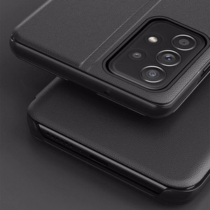 Eco Leather View dėklas telefonui elegantiškas dėklas su atvartu ir stovo funkcija Samsung Galaxy A73 mėlyna