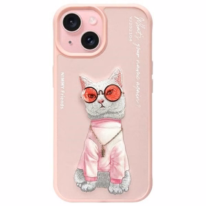 NIMMY dėklas GLASSES COOL CAT IPHONE 15 rožinė