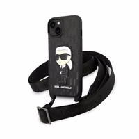 Karl Lagerfeld KLHCP14SSTKMK iPhone 14 6.1" juodas/juodas kietasis dėklas Monograma Ikonik Pleistras