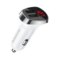 Borofone automobilinis įkroviklis BZ15 Auspicious - 2xUSB - 2,4A su USB to MicroUSB kabeliu baltas
