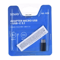 Savio AK-31 / B kabelių sąsaja / invertavimo adapteris Micro USB USB 3.1 Typ C Juoda