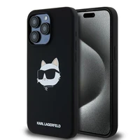 Karl Lagerfeld silikoninis Choupette Head magnetinis dėklas telefonui iPhone 15 Pro - juodas