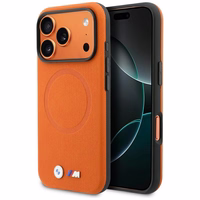 BMW dėklas for IPHONE 17 Pro suderinamas su MagSafe BMHMP17L25PFWSMO (PU FW Metal Logo) oranžinis