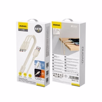 Dudao L7SE 3in1 USB-A - 2x USB-C / Lightning kabelis 66W 1.2m - smėlio spalvos