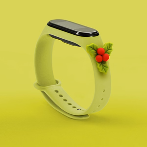 Dirželis Kalėdoms Xiaomi Mi Band 5 / 6 Kalėdinė silikoninė apyrankė su amalu - Žalia