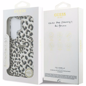 GUESS dėklas for SAMSUNG S26 Ultra GUHMS26LHLEGTGLK (Magnetic IML Leopard Print Triangle) juodas