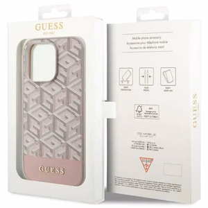 Guess GUHMP14LHGCFSEP iPhone 14 Pro 6.1" rožinė/rožinė kietas dėklas GCube Stripes MagSafe