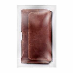 ROYAL Crazy Horse universalus horizontalus odinis diržo dėklas dydis XL IPHONE 13 PRO MAX / 14 PRO MAX / SAMSUNG S21 PLUS / S20 FE / A50 / A51 5G / HUAWEI P30 PRO / P40 PRO / OPPO A98 5G rudas