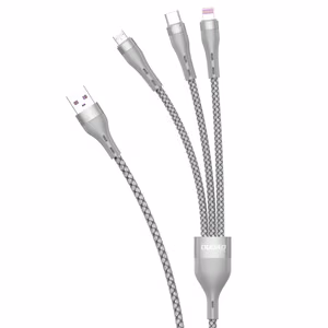 Dudao 3in1 USB laidas Lightning / microUSB / USB Type C 65W 1.2m pilkas (L20X)
