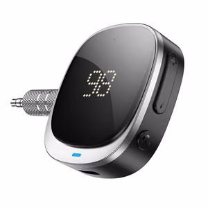 AUX Bluetooth adapteris Jack 3,5 mm Hoco su ekranu E80 juodas