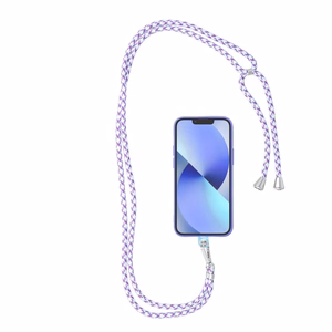 SWING (6mm) telefono dirželis, telefono pakabukas su reguliuojamu ilgiu / virvelės ilgis 165 cm (maks. 82,5 cm kilpoje) / ant peties arba kaklo – baltas–violetinis