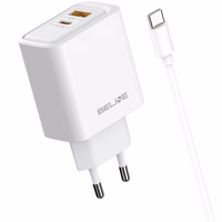 Tinklo įkroviklis Beline 45W USB-A/USB-C + USB-C/USB-C laidas BLN2CW45C baltas