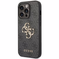 Guess GUHCP15L4GMGGR iPhone 15 Pro 6.1" pilkas/pilkas kietas dėklas 4G Didelis Metalinis Logotipas
