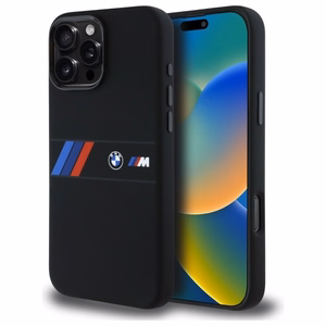 BMW Silikoninis Vidurinė Juosta Magnetinis dėklas iPhone 16 Pro Max - juodas