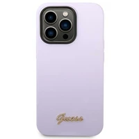 Guess GUHCP14LSLSMU iPhone 14 Pro 6.1 "violetinis/violetinis kietas dėklas Silikoninis Vintage Gold Logo