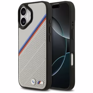 BMW M Tricolor Metal Logo MagSafe dėklas telefonui iPhone 17 - pilkas
