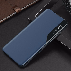 Dėklas telefonui Samsung Galaxy A24 4G iš eko odos su stovu mėlynas
