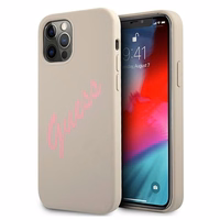 Guess GUHCP12MLSVSGP iPhone 12/12 Pro 6.1" pilkas rožinis/pilkas rožinis kietas dėklas Silikoninis Vintage