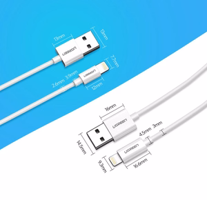 Ugreen US155 20728 USB-A / Lightning MFi 2.4A кабель 1m - белый