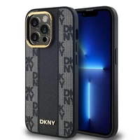 DKNY Odinis langeliais raštuotas magnetinis dėklas iPhone 14 Pro Max - juodas